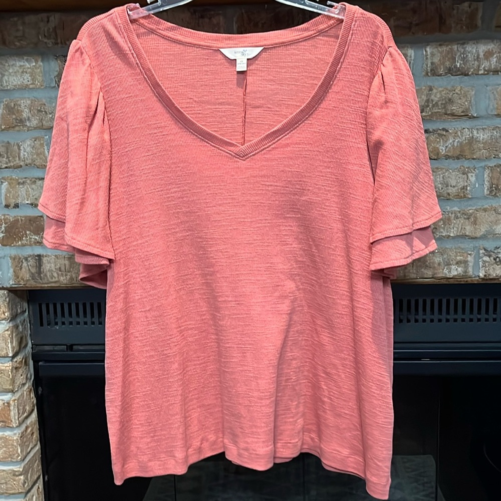 NWOT Terra & Sky double layered short sleeve top